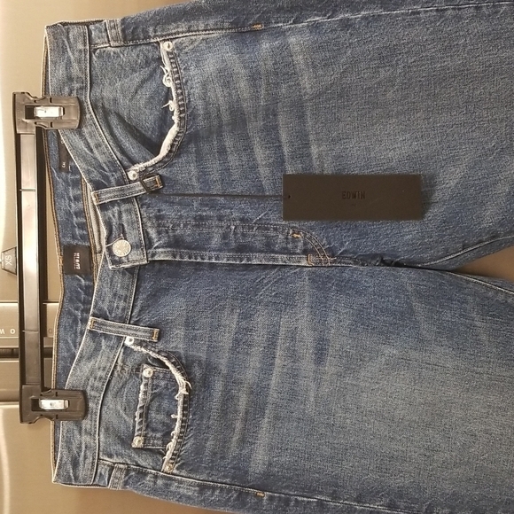 💕EDWIN💕 Cai High Waist Straight Leg Jeans Lumineer 100% Cotton Rigid 32 NWT - Picture 12 of 16